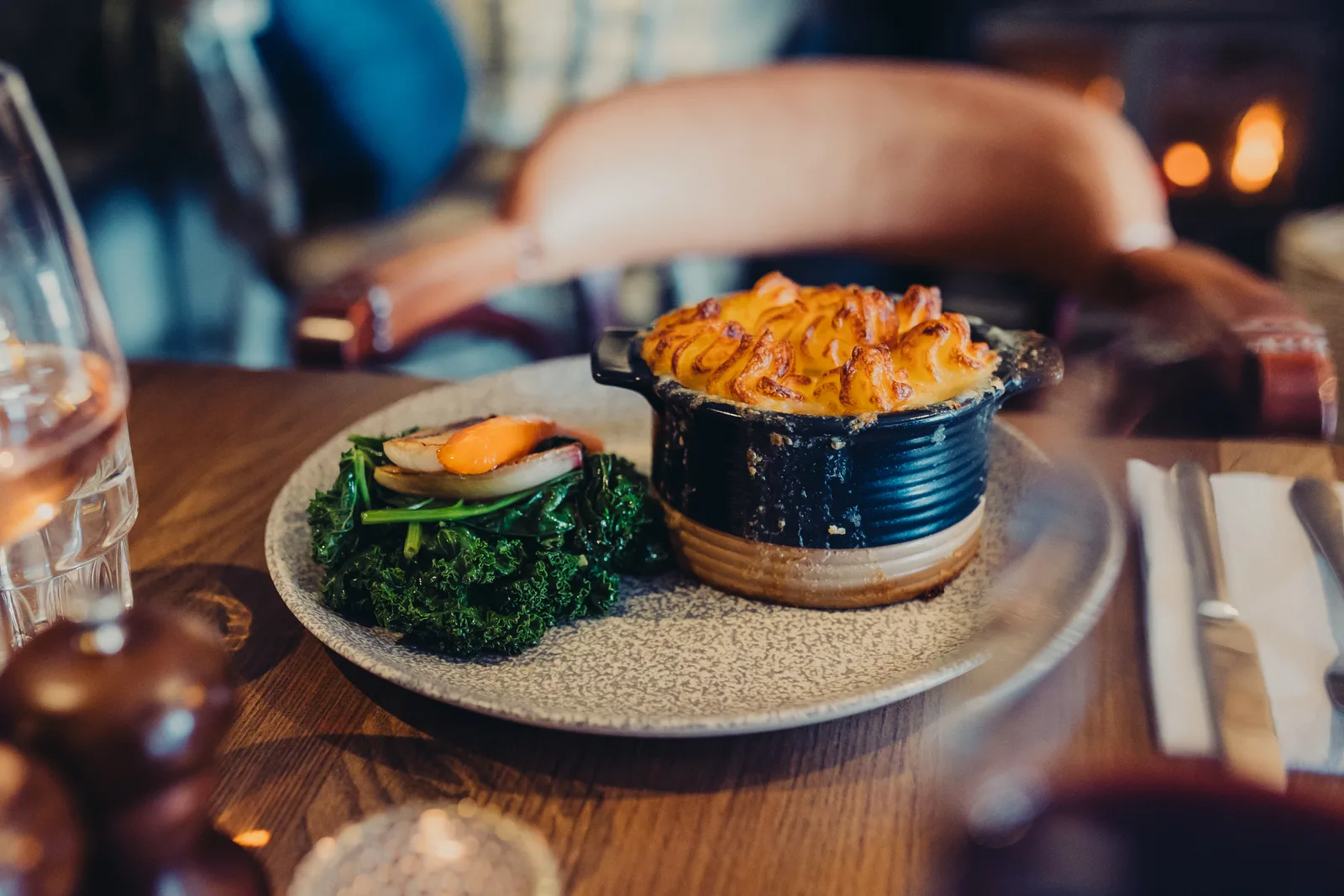 Fish Pie next to veg