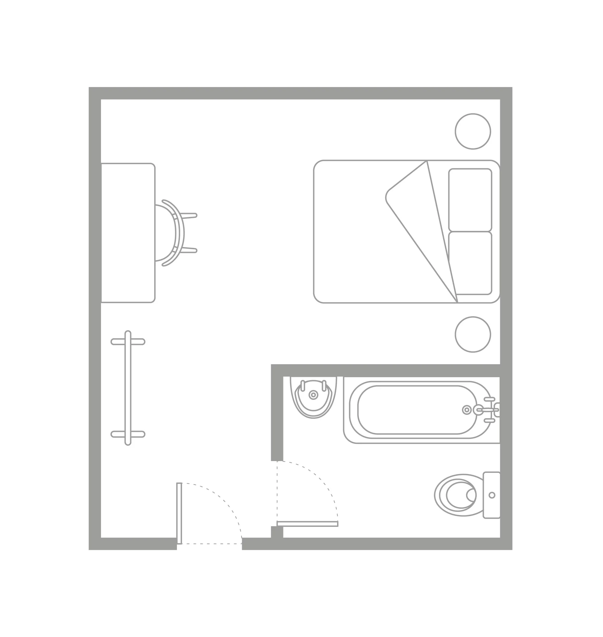 Hartford Hall Deluxe King Room. Floor Plan